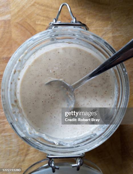 sourdough starter - yeast stock pictures, royalty-free photos & images