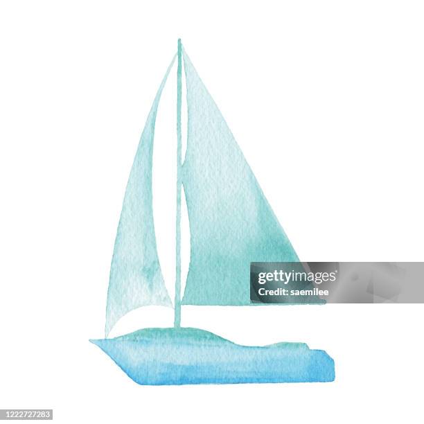 水色ヨットのロゴ - yacht点のイラスト素材／クリップアート素材／マンガ素材／アイコン素材