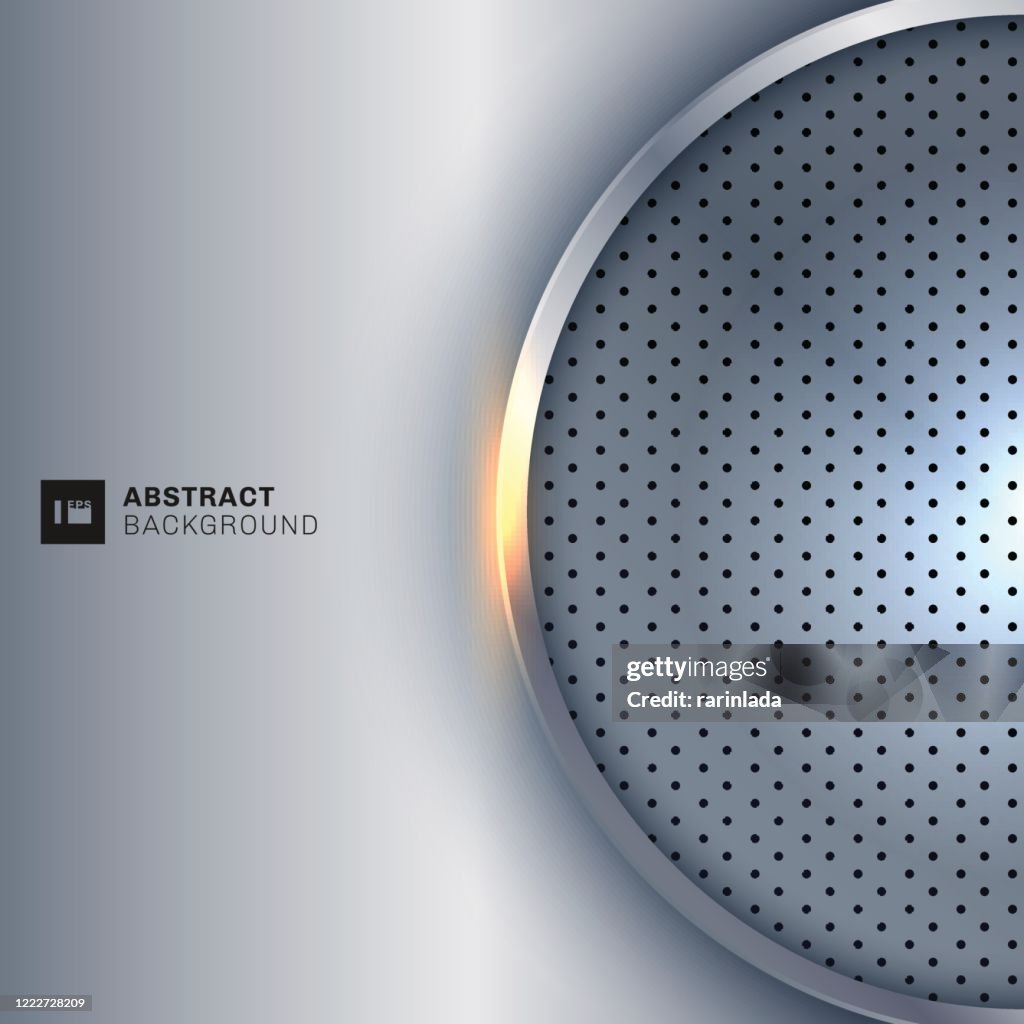 Abstract Elegant Circle Metallic Round Silver Frame On White Background ...