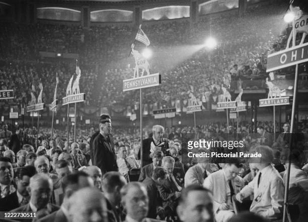 Delegates attending the 1956 Republican National Convention held at the Cow Palace in San Francisco, California, 20-23rd August 1956.