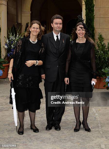 Georg von Habsburg - Lothringen with wife Eilika Habsburg - Lothringen Duchess of Oldenburg and Gabriela von Habsburg attend the religious wedding...