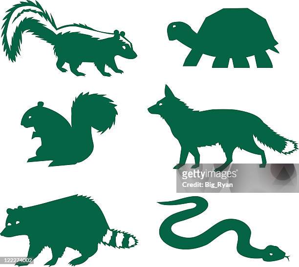 vector illustration of forest animals - in silhouette zoo animals stock illustrations