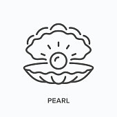 Pearl line icon. Vector outline illustration of sea shell. Marine clam pictorgam