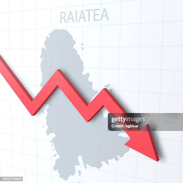 falling red arrow with the raiatea map on the background - french polynesia stock illustrations
