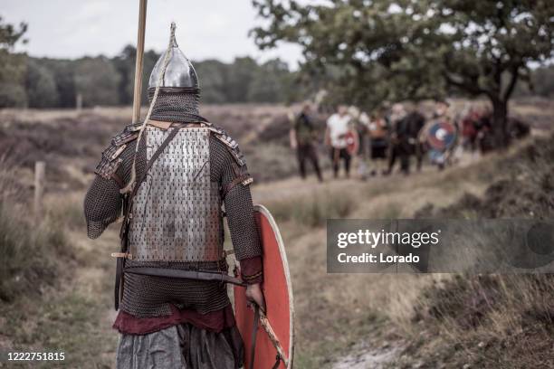 an individual viking warrior outdoors - medieval people stock pictures, royalty-free photos & images