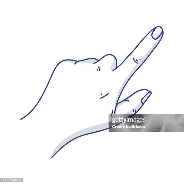 hand gestures line icon. included icons as fingers interaction, forefinger point, greeting, pinch, help, hand washing and more - finger pressing stock illustrations