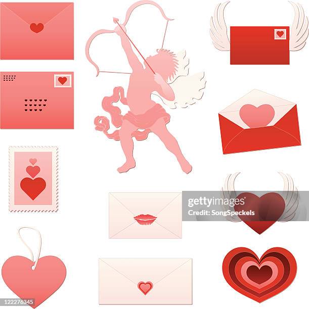 valentine love message icon set - cupid stock illustrations