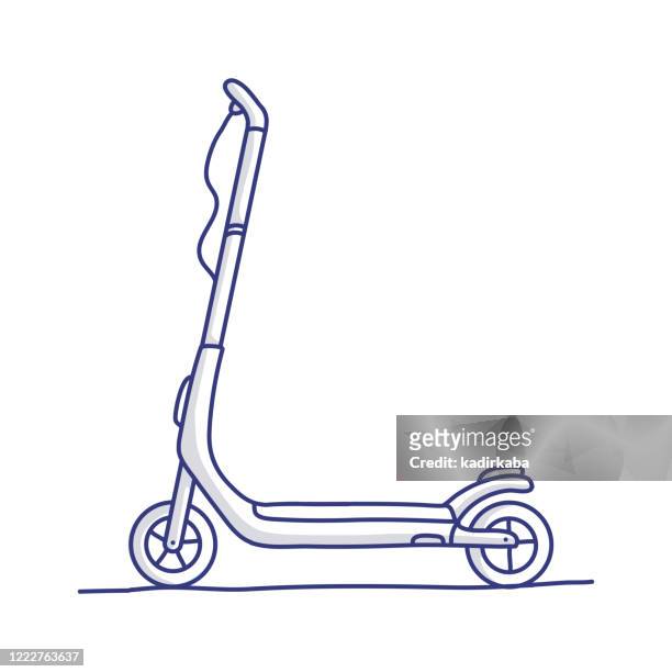 vector illustration of electric scooter. flat modern design for web page, banner - scooter stock illustrations