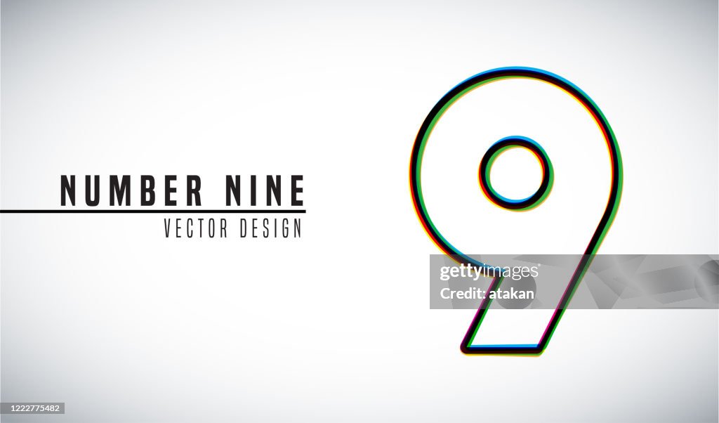 Nine Number Photo Colorful Vector Design Concept Number 9 High-Res Vector Graphic - Getty ...