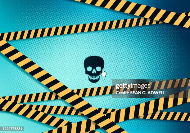 poisonous hazard on computer screen - toxin stock pictures, royalty-free photos & images