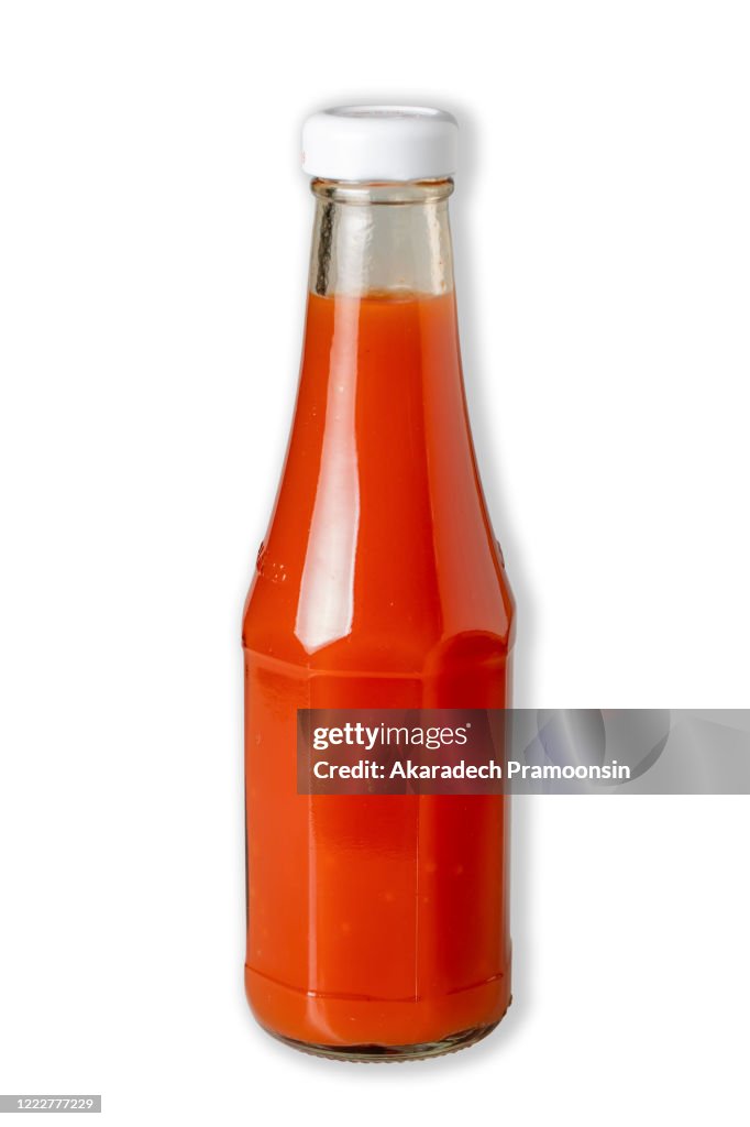 Isolated chilli sauce on a white background