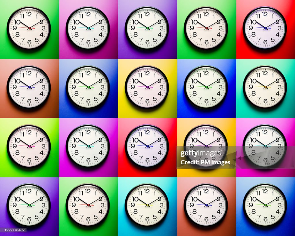 Multicolored Grid Of Clocks High-Res Stock Photo - Getty Images