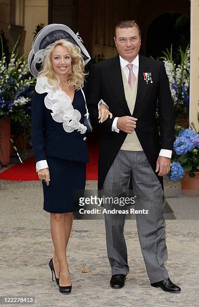 Prince Charles of Bourbon-Two Siciles and Princess Camilla Crociani attend the religious wedding ceremony of Georg Friedrich Ferdinand Prince of...