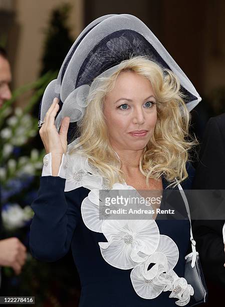 Princess Camilla Crociani attend the religious wedding ceremony of Georg Friedrich Ferdinand Prince of Prussia to Princess Sophie of Prussia in the...