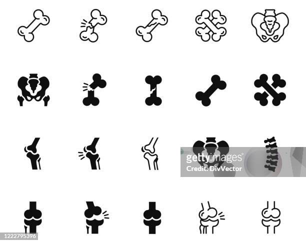 knochen-symbol-set - broken stock-grafiken, -clipart, -cartoons und -symbole
