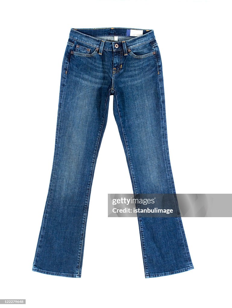 Jeans blu isolato su bianco