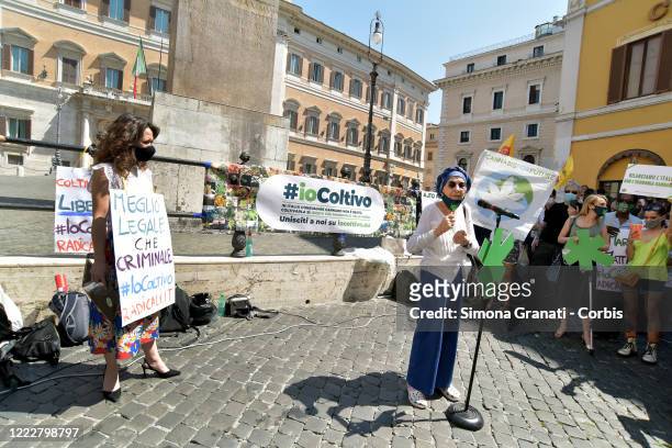 Emma Bonino participates at "Io coltivo" , demonstration in front of the Chamber of Deputies in Piazza Montecitorio to demand the liberalization of...