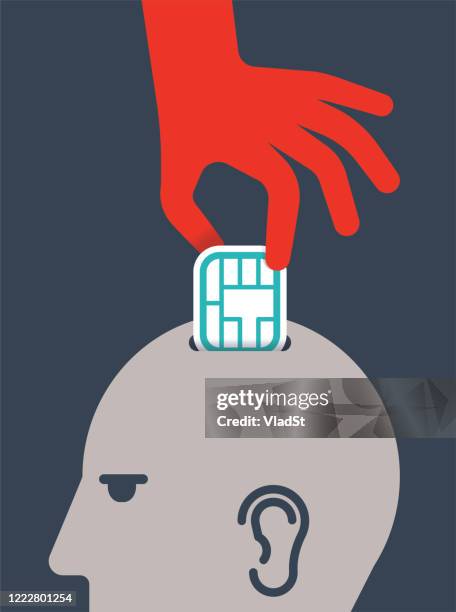 illustrations, cliparts, dessins animés et icônes de intelligence artificielle human implant microchip mind control concept - nanotechnologie