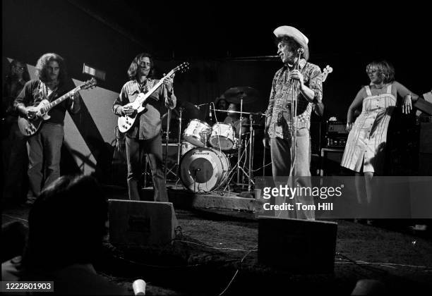 Sax player David Brown, guitarist Dan Toler and Dickey Betts of Dickey Betts and Great Southern, Capricorn artist guitarist Elvin Bishop and...