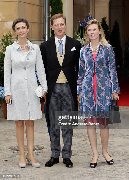 Princess Sibilla of Luxembourg, Bernhard Erbprinz von Baden with wife Stephanie Kalt attend the religious wedding ceremony of Georg Friedrich...