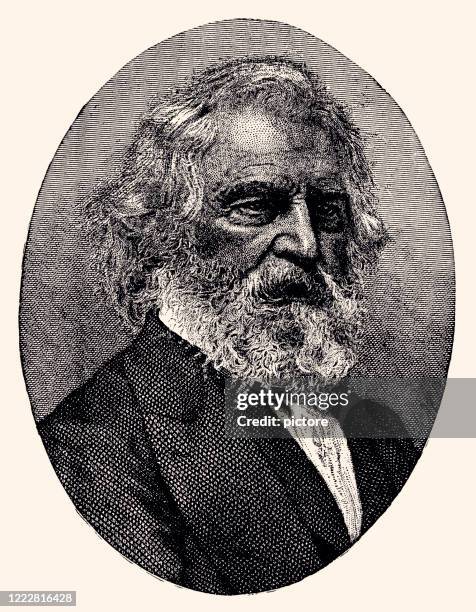 henry wadsworth longfellow. (xxxl) - famous authors stock illustrations