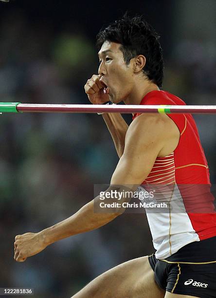 Keisuke Ushiro of Japan competes in the High Jump in the men's decathlon during day one of the 13th IAAF World Athletics Championships at the Daegu...