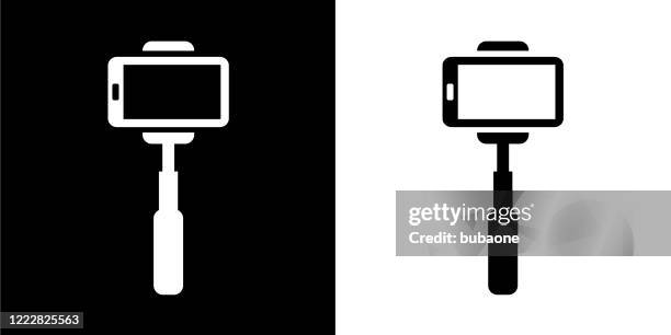 selfie stick telefon-symbol - selfie stick white background stock-grafiken, -clipart, -cartoons und -symbole