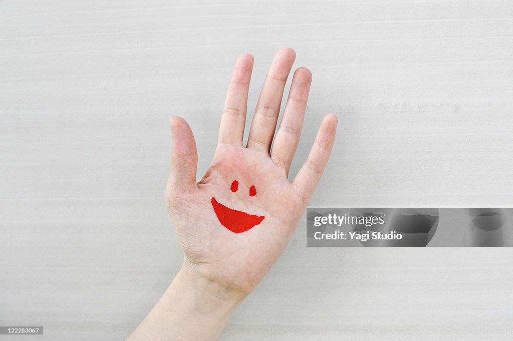 The face drawn in the palm