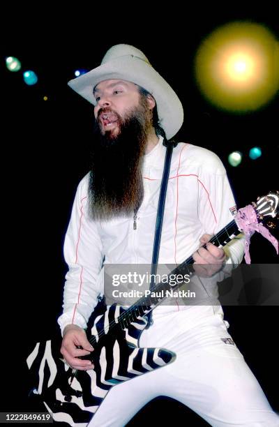 American Rock musician Billy Gibbons, of the group ZZ Top, performs onstage at the Metro Center, Rockford, Illinois, February 8, 1984.