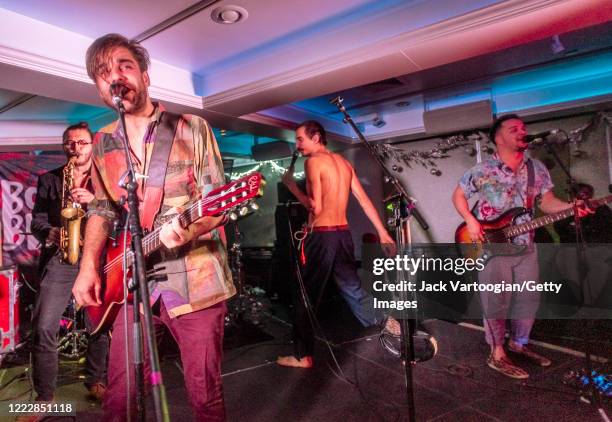 Members of Hungarian Folk-Punk band Bohemian Betyars perform on the Studio Stage during the 17th Annual GlobalFest at the Copacabana, New York, New...