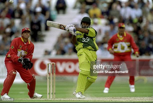 Saeed Anwar of Pakistan on his way to a century in the World Cup Super Six match against Zimbabwe at the Oval in London. Pakistan won by 148 runs. \...
