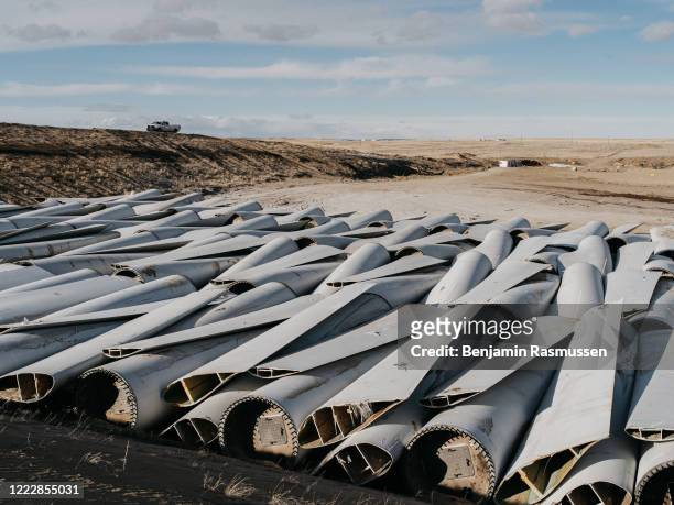 January 9, 2020: Pieces of wind turbine blades are buried in the Casper Regional Landfill in Casper, Wyoming. Around 8,000 wind turbine blades will...