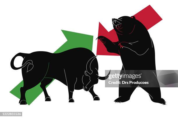 stier und bär - bull bear stock-grafiken, -clipart, -cartoons und -symbole