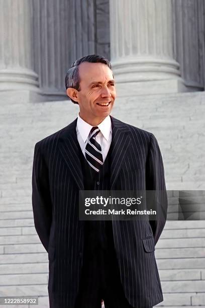 After being presented to the public by Chief Justice William Rehnquist, Associate Justice of the Supreme Court David Souter poses during the...
