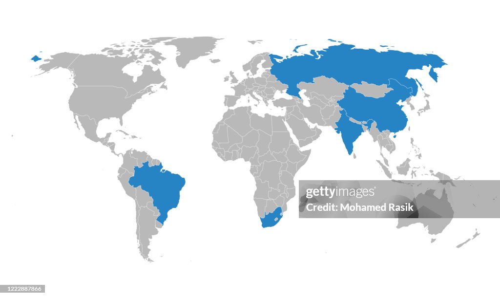 Brics Countries Highlighted On World Map High-Res Vector Graphic ...