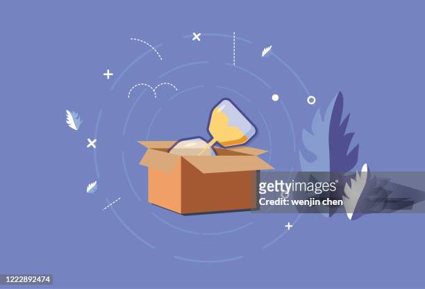 hourglass express delivery, e-commerce graphics - abzeichen stock illustrations