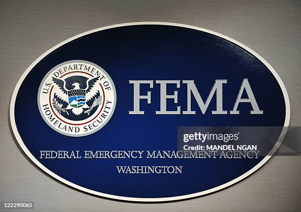 The logo of the Federal Emergency Management Agency is seen at its headquarters August 27, 2011 in Washington, DC. AFP PHOTO/Mandel NGAN