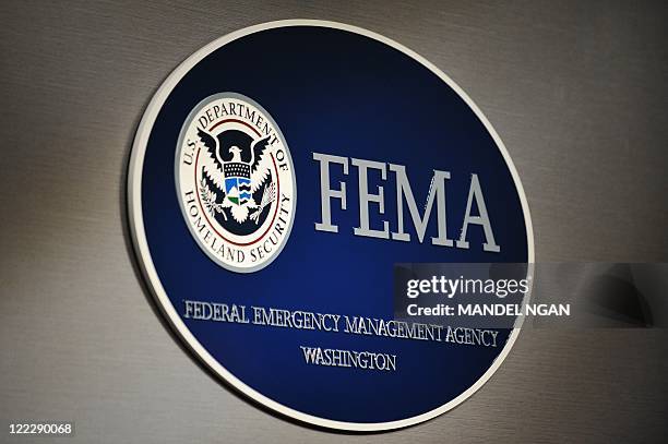 The logo of the Federal Emergency Management Agency is seen at its headquarters August 27, 2011 in Washington, DC. AFP PHOTO/Mandel NGAN
