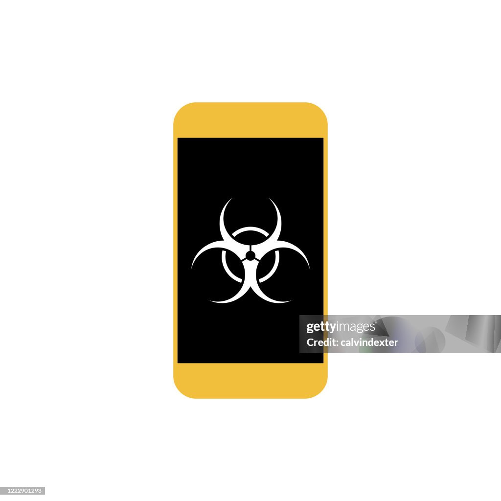 Android Biohazard Mobile Phone Biohazard Symbol On Screen High-Res Vector Graphic - Getty ...