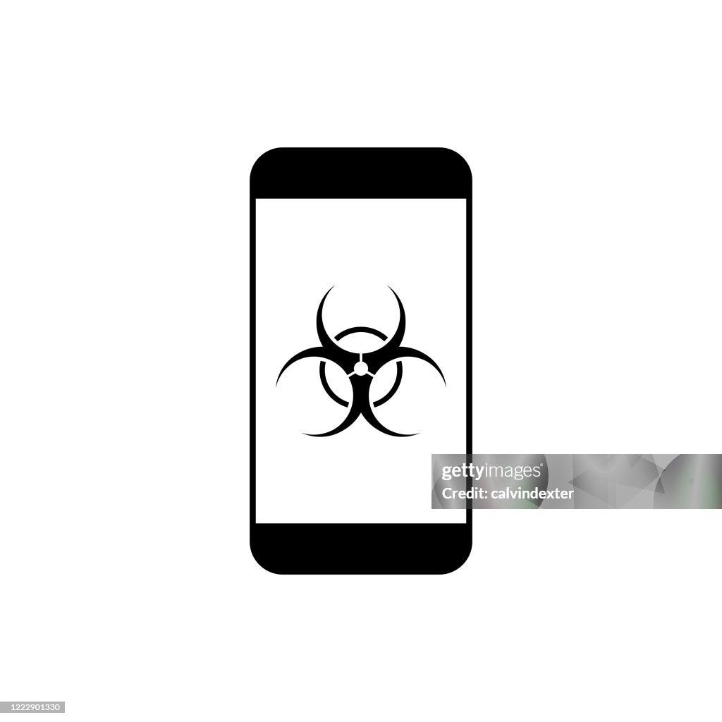 Android Biohazard Mobile Phone Biohazard Symbol On Screen High-Res Vector Graphic - Getty ...