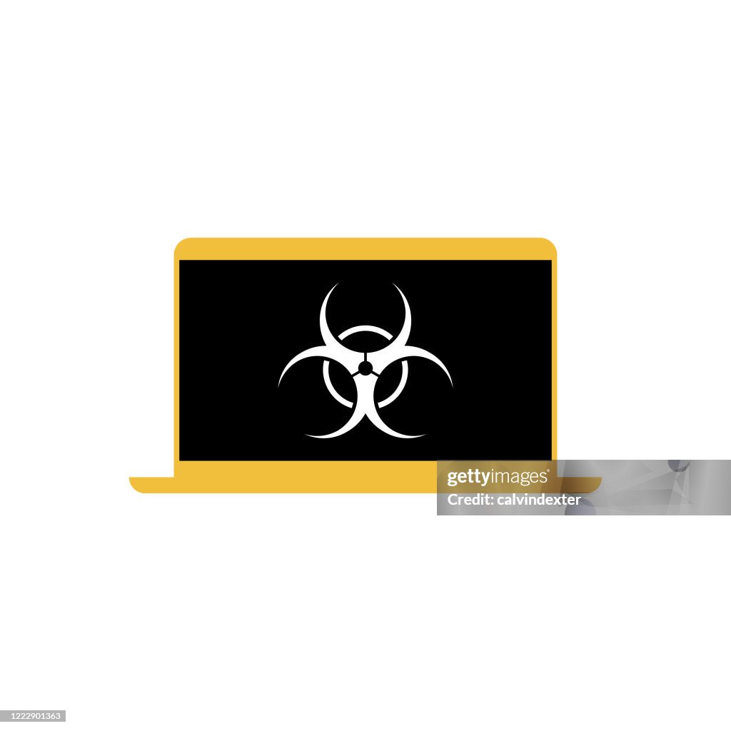 Biohazard Icon Computer Laptop Computer Biohazard Symbol On Screen High-Res Vector Graphic ...