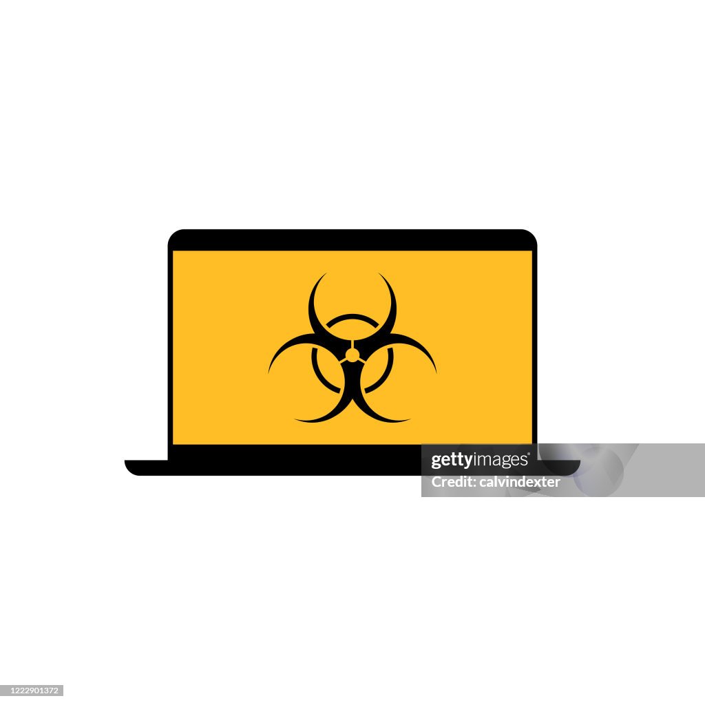 Biohazard Icon Computer Laptop Computer Biohazard Symbol On Screen High-Res Vector Graphic ...