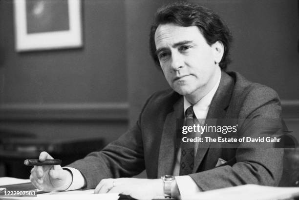 Legendary American theater producer and director Joseph Papp poses for a portrait on May 14, 1968 inside The Public Theater in the Astor Library...