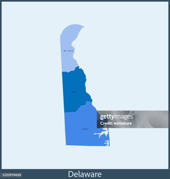 delaware map - list of counties in delaware stock illustrations