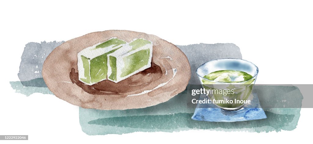 Japanese green tea and sweets