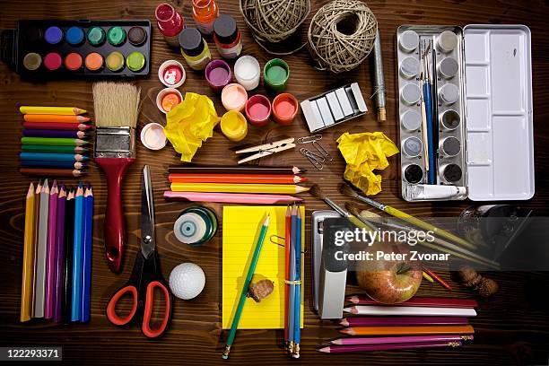 paint and brush - artist tools stock pictures, royalty-free photos & images