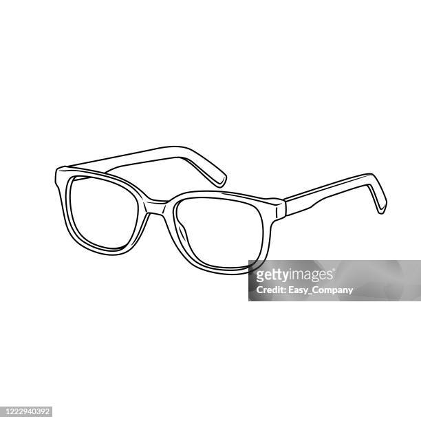 black and white of eyeglasses in a white background for assembly, or create teaching material for mothers who do homeschool and teachers who find pictures for teaching materials such as flashcards or children's books. - eyeglasses no people stock illustrations