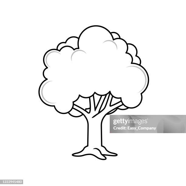 drawing illustration of black and white of the tree. used for illustration to be a teaching media of teachers. or used for making children's books. - colouring stock illustrations