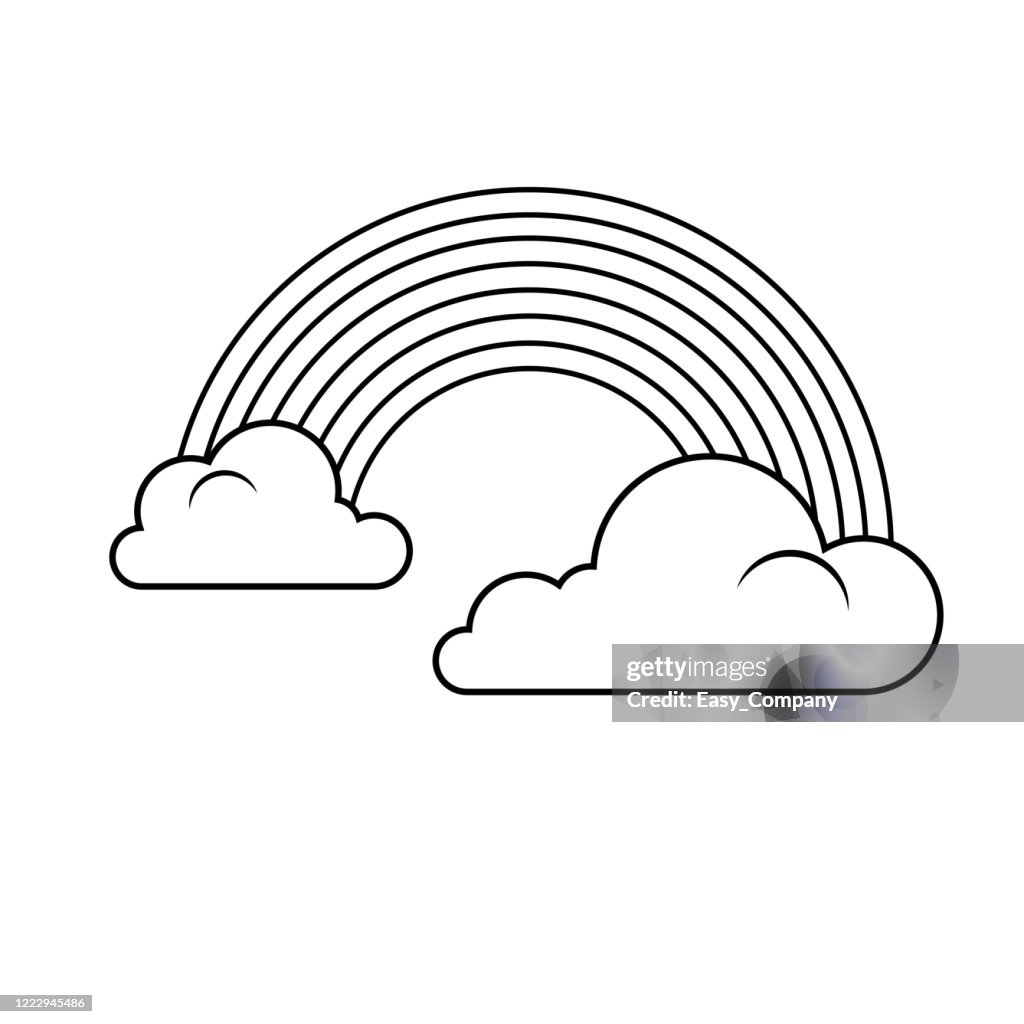 Vector Illustration Of Cartoon Rainbow And Clouds Isolated On White  Background For Kids Coloring Activity Worksheetworkbookprintable High-Res  Vector Graphic - Getty Images