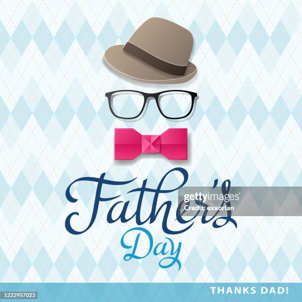 father's day thanks dad - fedora stock illustrations